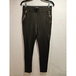 Stoosh Pleather Faux Leather Pants Black Pull On Leggings Zip Pockets Women's M